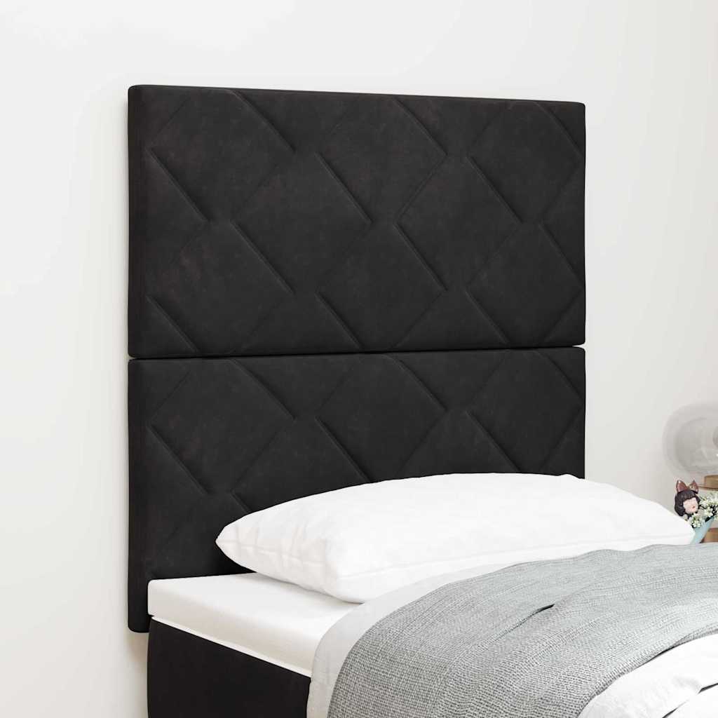LED Headboard with LED Strip Lights Manual Black 80 cm Velvet